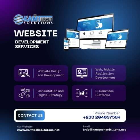 Get your website, E-commerce website and other digital services from Kamtech Solutions