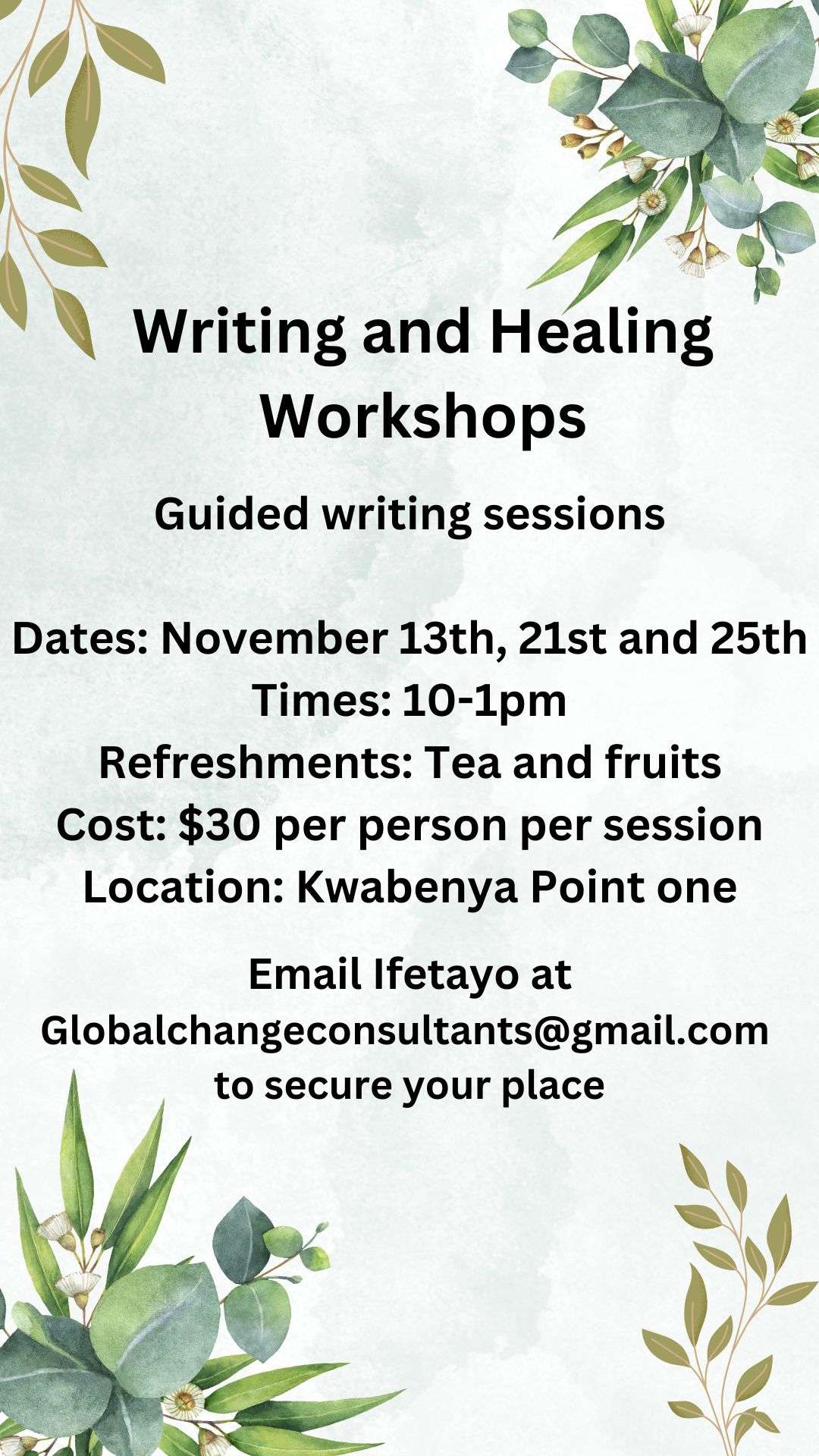 Writing and Healing workshops