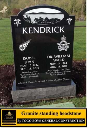 Plaques and standing headstones