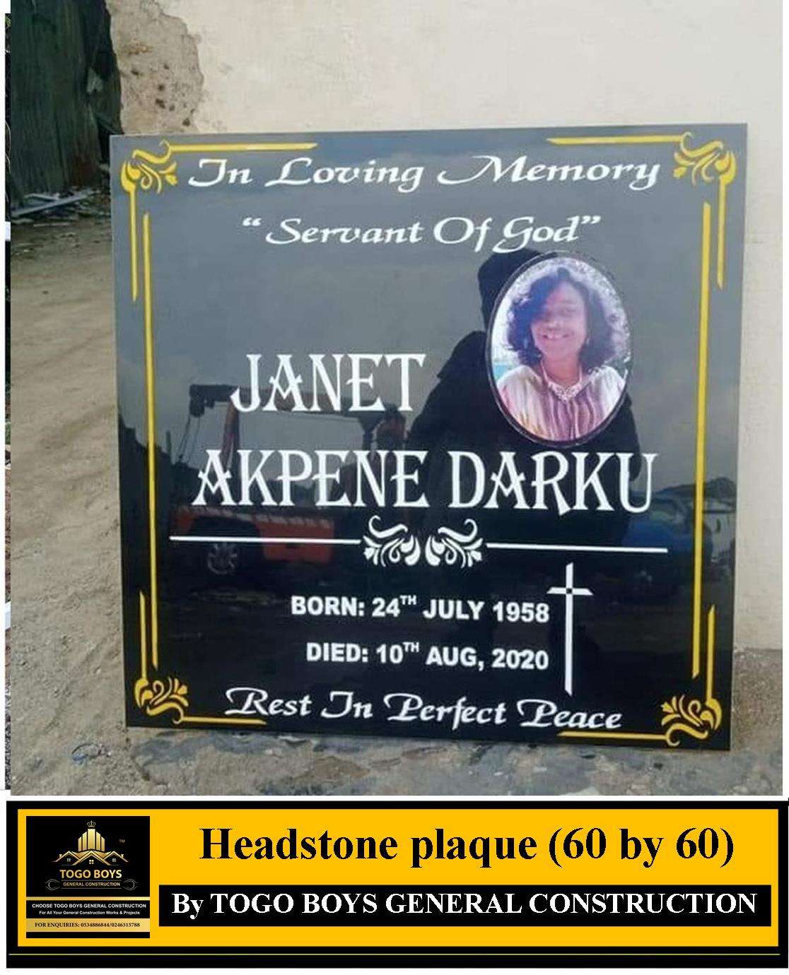 Plaques and standing headstones