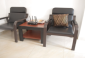 Two chairs with side table