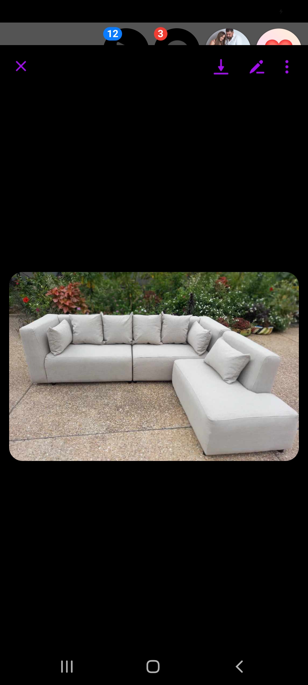 Beige sectional sofa.