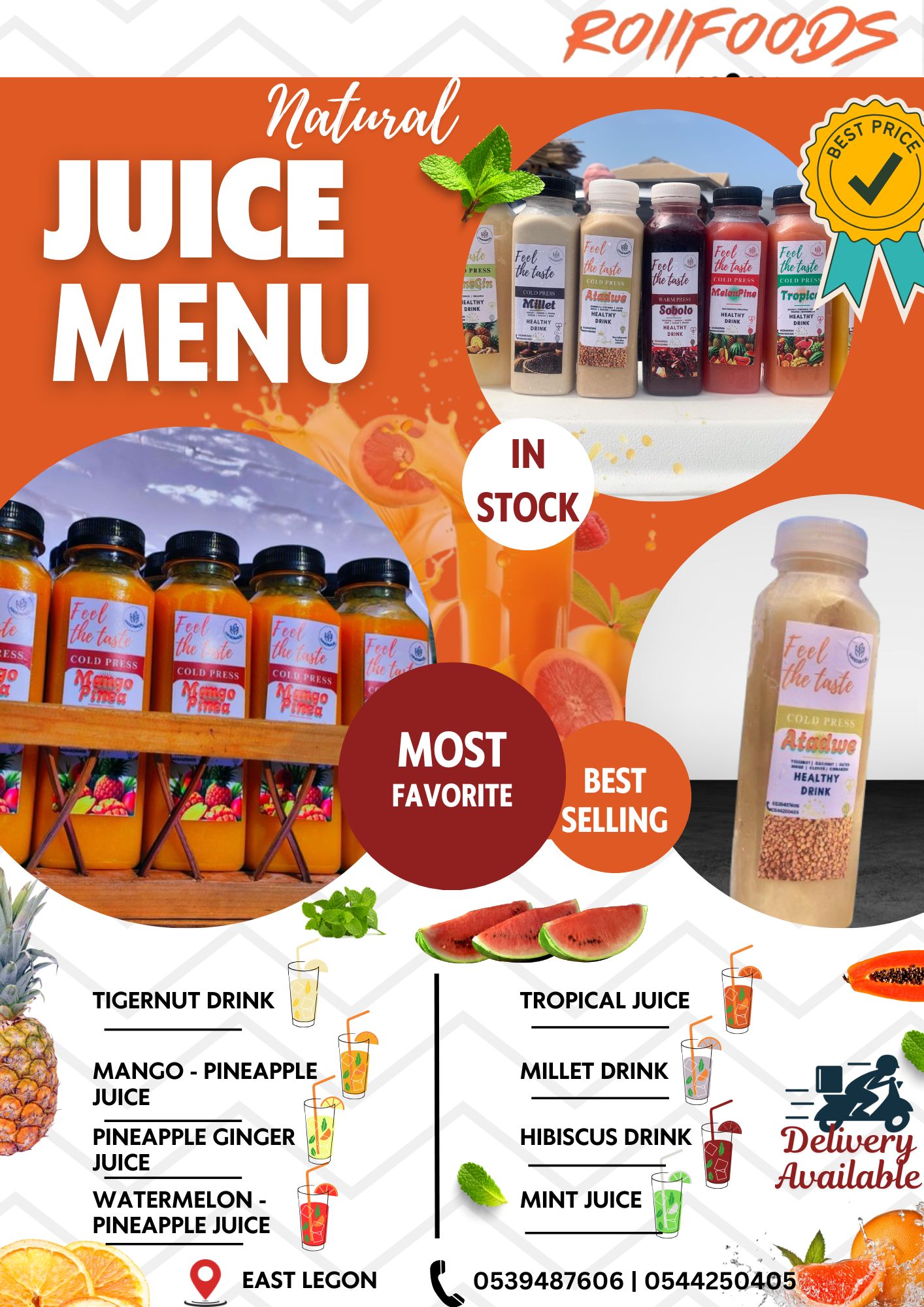 NATURAL FRUITS & LOCAL JUICE AVAILABLE FOR SALE – NO SUGAR